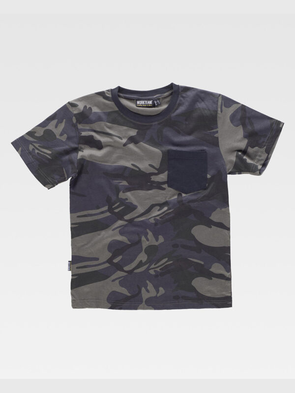 T-shirt manica corta con taschino camouflage